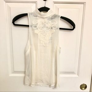 Bebe Creamy Silk Sheer Sleeveless Top SzXS NWT